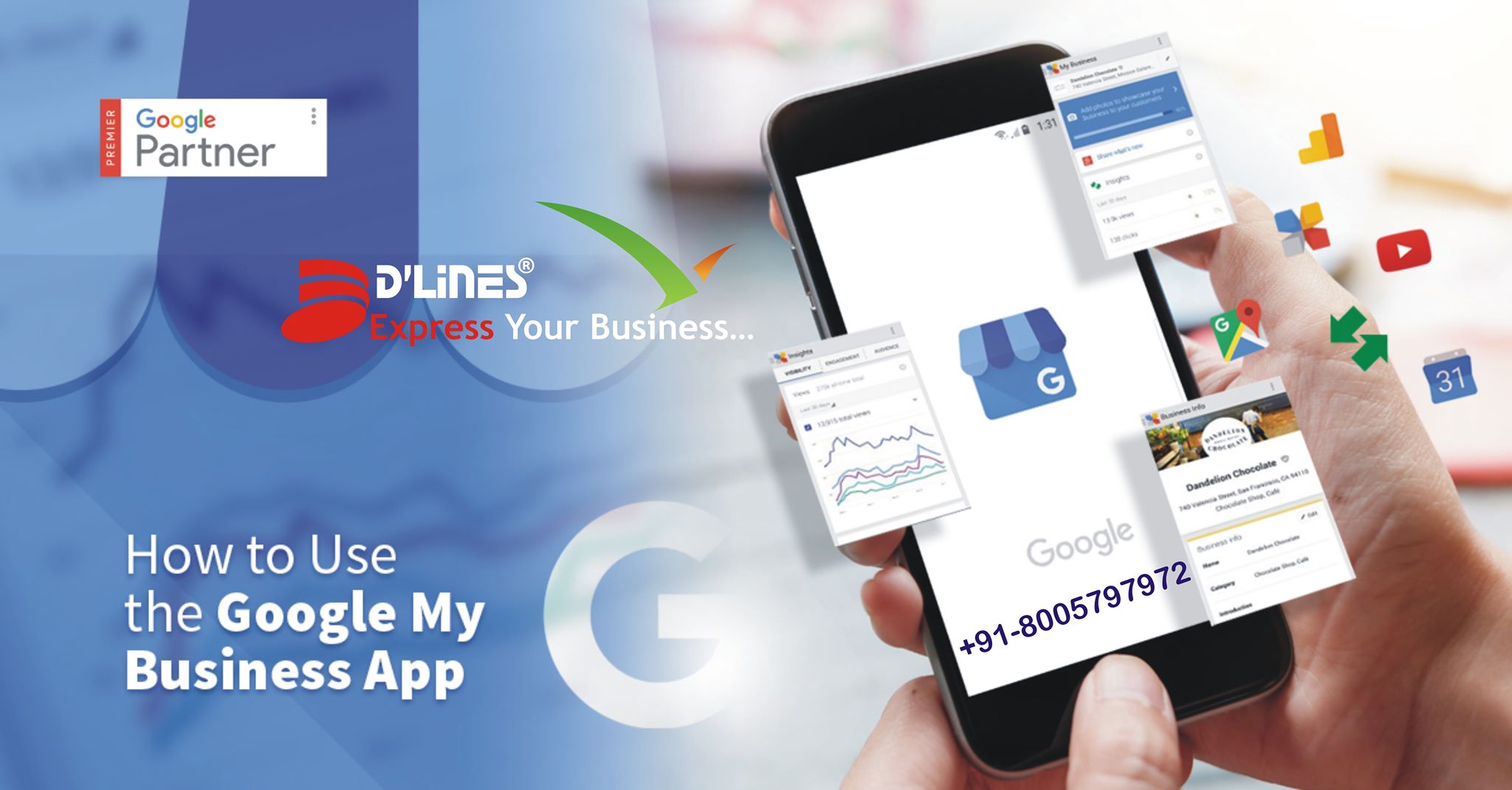 Dlines Softech service graphic for Google My Business paid support